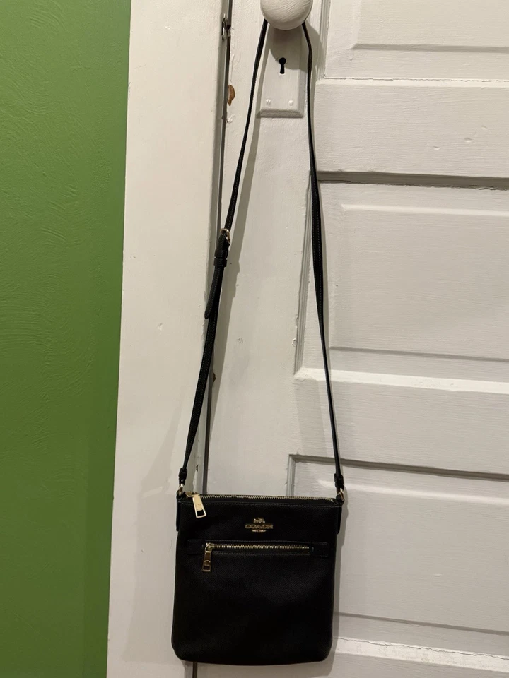 Coach Black Crossbody Purse With Gold Zipper And Adjustable Strap - Image 3 of 4