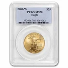 2008 W $25 Gold Eagle PCGS MS70 1/2 oz Perfect Mint State