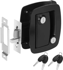 WELLUCK RV Entry Door Lock with Paddle Deadbolt, 100% Metal Camper Black