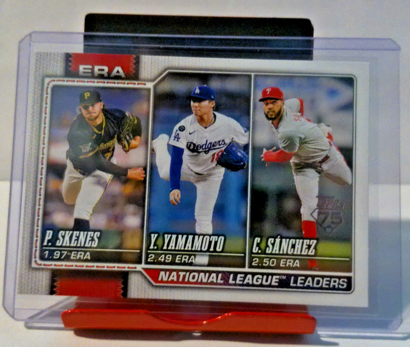 !!!     PAUL SKENES  /  Y. YAMAMOTO /  75th TOPPS  ERA LEADERS   BASEBALL CARD