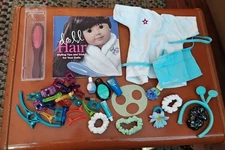 American Girl Doll Hair Styling Salon Lot Hair Pieces Comb Book