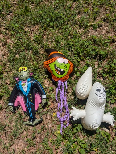 3x Vintage 90s Halloween Blow Up Inflatable DRACULA VAMPIRE Witch Ghost 22"