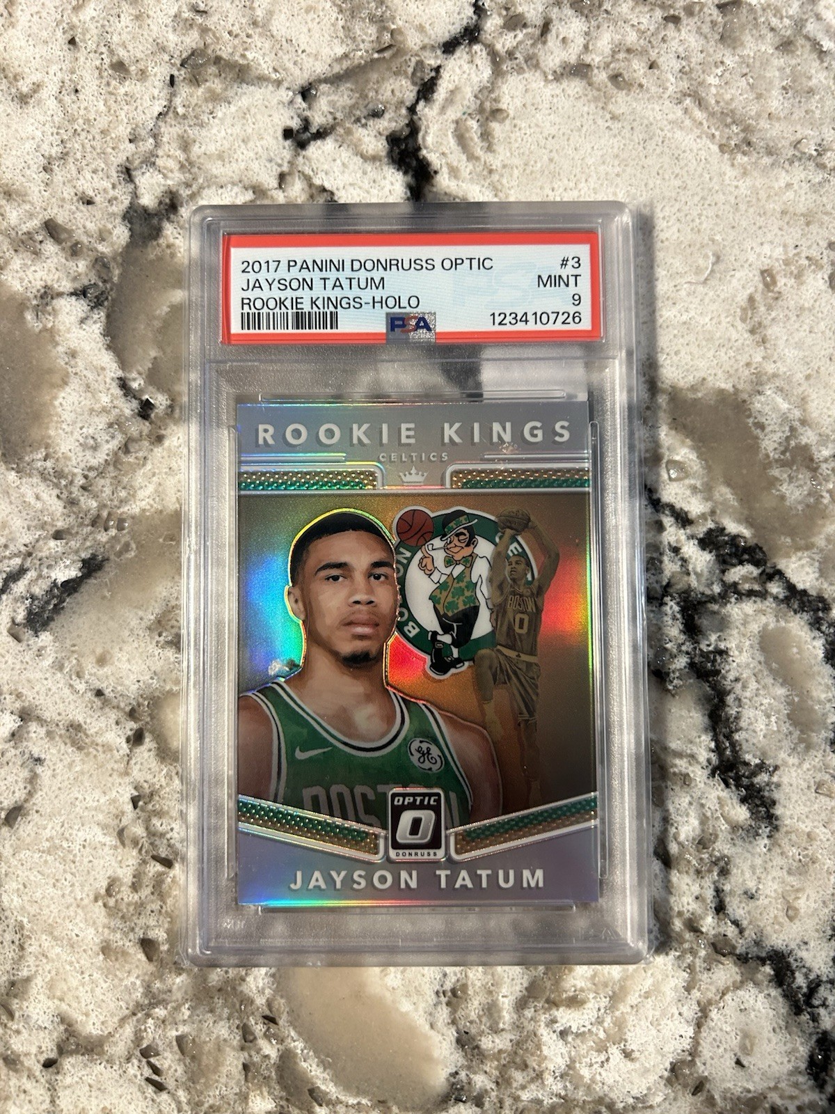 2017-18 Panini Donruss Optic  Rookie Kings Jayson Tatum #3 Holo Prizm (RC) PSA 9