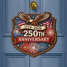 250th Anniversary Patriotic Eagle Wall Sign with Rope USA