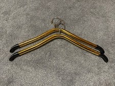 2 Vintage Gold Metal Tubular Heavy Hangers Art Deco Rubber Tips