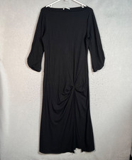 Reformation Womens Large Black Ribbed Long Sleeve Maxi Dress W/ Gathered Detail