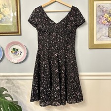 Vintage My Michelle Lace Dress Size Small Whimsigoth Fairy 90s Black Floral
