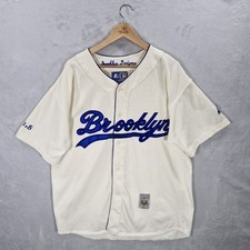 Vintage Brooklyn Dodgers Trikot Herren XL weiß Starter MLB 90s Shirt Cooperstown