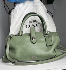 COACH Mercer Satchel 24 37779 Leather 2way Shoulder Handbag Green w/ dust Bag