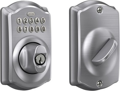 Schlage Electronic Keypad Deadbolt Lock, Plymouth Trim, Satin Chrome | Keyless