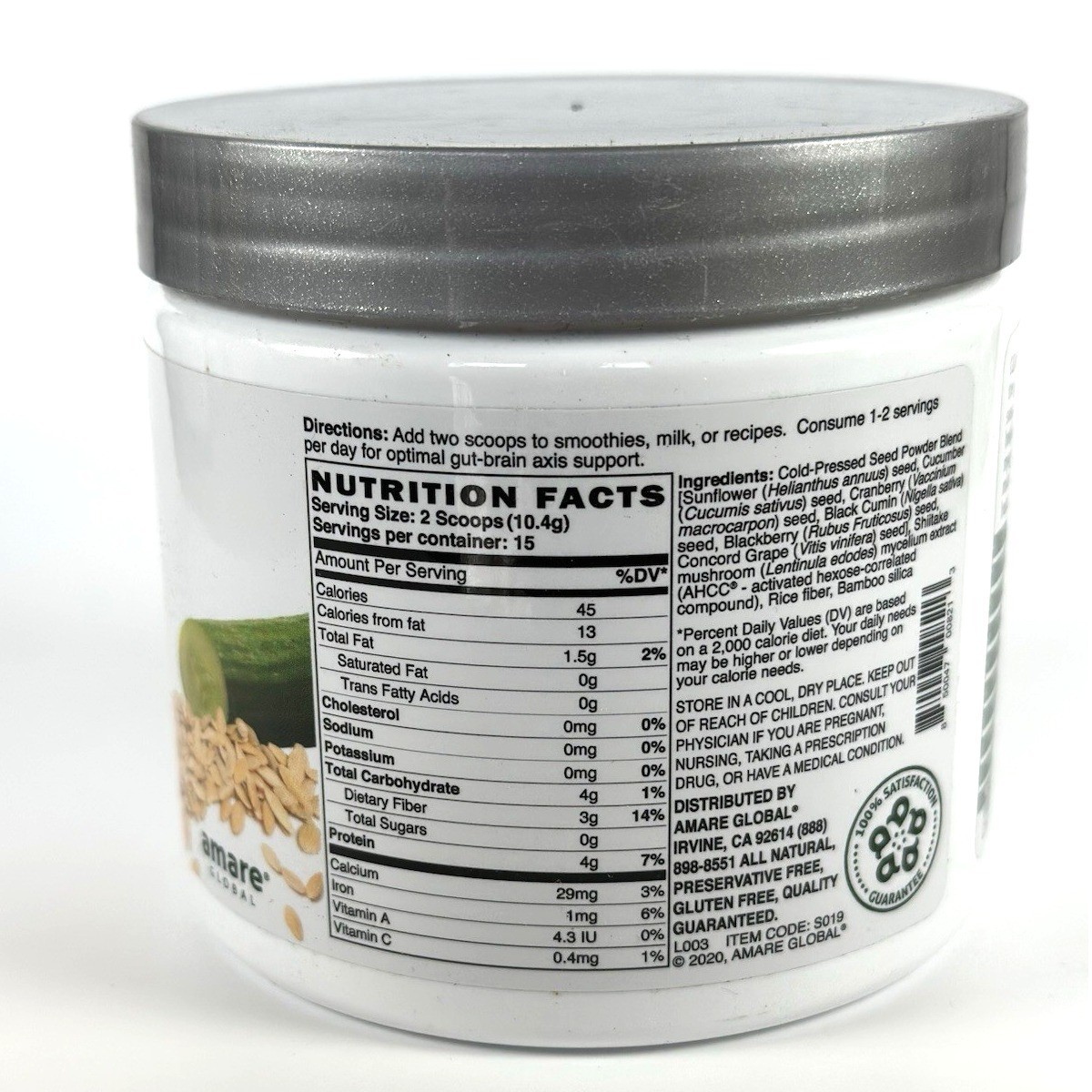 Amare GBX SeedFiber Microbiome Boosting Powder 5.5oz 15 Serv Exp 02/26 Sealed