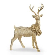 Festive Standing Deer with Wreath Figurine Standing   29.5" Resin Christmas Holi
