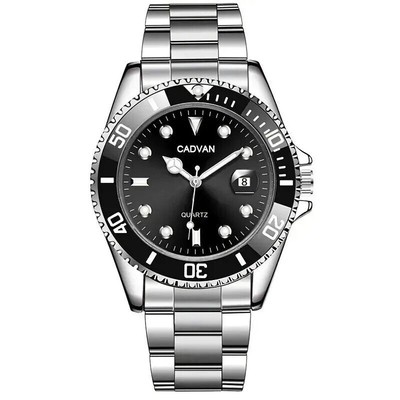 Cadvan Herren Quarz Schwarze Armbanduhr 
