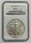 First Date 1986 NGC MS69 $1 Dollar 1 Ounce 999 Silver Eagle Coin