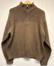 Oscar de la Renta Pullover Sweater Mens Brown 1/4 Zip Sherpa Collar Winter XL