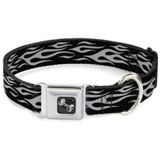 Dog Collar Bone Flame Silver Small 9.5-13"