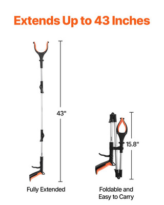 VEVOR Grabber Reacher Tool, 43'' Foldable Reacher Grabber Pickup Tool with 360° R