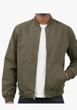 NWT Lucky Brand Men's Full-Zip Classic Cotton Bomber Jacket Olive Sz Small NWOT