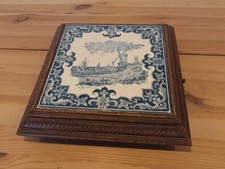 Dessous de Plat Musical ancien décor bateaux Moulin