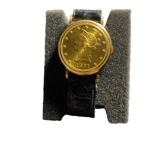 Piaget Vintage Luxury Hidden Face  Authentic 1891  Gold  Liberty Coin  Watch