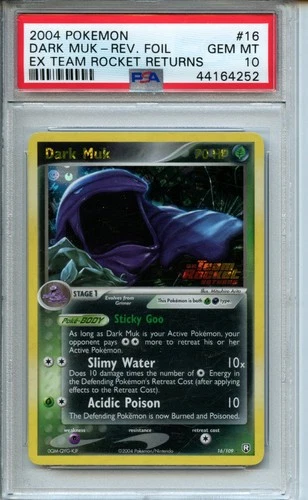 2004 Pokemon Ex Team Rocket Returns #16 Dark Muk Reverse Stamp PSA 10