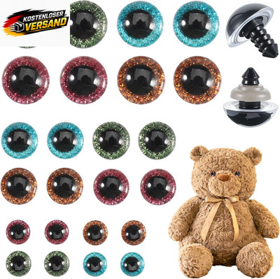 Sicherheitsaugen für Häkeltiere 14-18 mm Glitzer Kunststof, 48 Stück