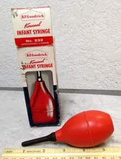 Vintage B.F. Goodrich koroseal infant syringe no. 232, in original box, works