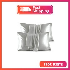 Bedsure Satin Pillowcase for Hair and Skin Queen - Silver Grey Silky Pillowcase