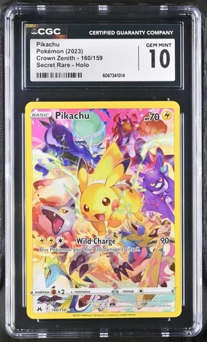 Pokemon Pikachu Crown Zenith Secret Rare Full Art #160 CGC 10 Gem Mint