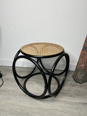 Vintage MCM Thonet Style Bentwood Cane Foot Stool Plant Stand