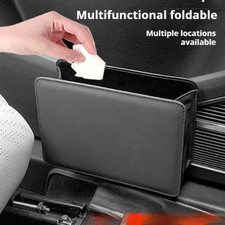 Premium Leather Car Trash Can Universal Hanging Auto Organizer Waterproof