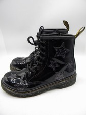 Dr.Martens Pascal 1460J Black Patent Leather Silver Stars Boots EU 34 US 3