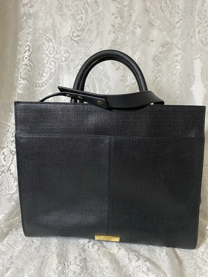 Bolso de Mano Grande Zac Posen Shirley Cuero Negro Lazo Foto 4 de 4