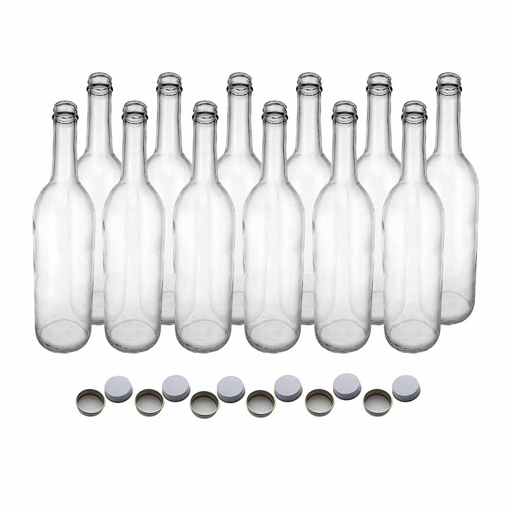 750 ml Clear Screw Cap Wine Bottles With 28 mm Metal Screw Caps For Wine Making
