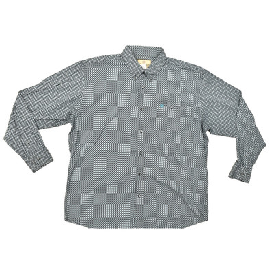 Wrangler Shirt Mens XXL Geo Print Blue Black Long Sleeve Button Down Work Wester