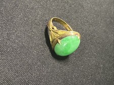 Jade ring with 14k gold setting, size 6.25