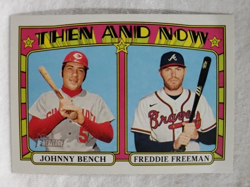 2021 Topps Heritage Then and Now  #TN-7 Johnny Bench, Freddie Freeman 