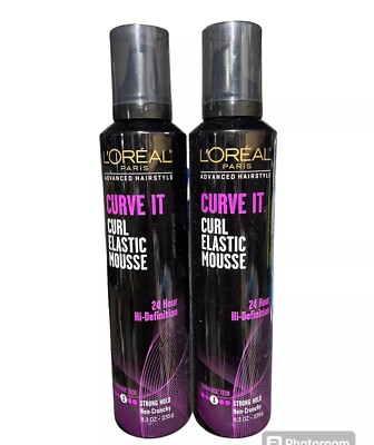 2 Loreal Curve It Curl Elastic Mousse 8.3 Oz Each Scuffed/Dented Exterior