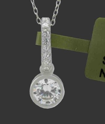 LAB 0,58 kt WEISSER SAPHIR ANHÄNGER HALSKETTE .925 SILBER - NEU MIT ETIKETT