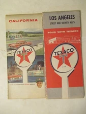 2 Texaco Maps California 1961 and Los Angeles 1958