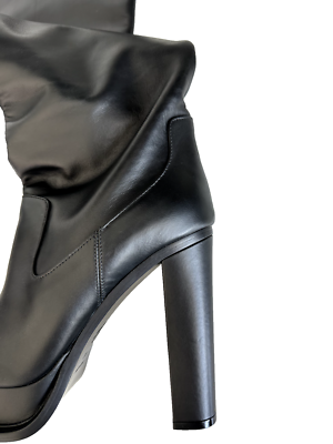 Alexander McQueen Black Leather Over the Knee Boots Size 38.5 | eBay