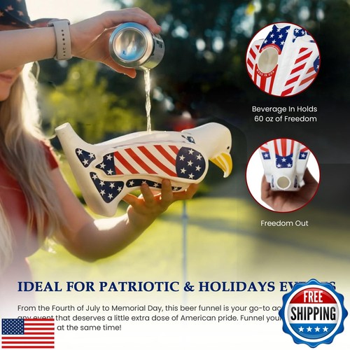 Freedom Funnel - American Patriotic Eagle Beer Funnel | Red, White and Blue U - Picture 4 of 5