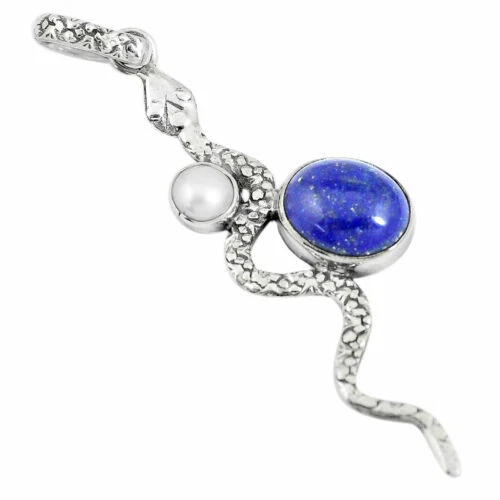 Colliers et pendentifs de pierre précieuse lapis lazuli perle