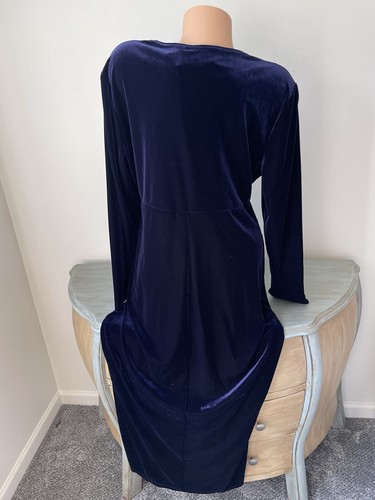 Ultra Violet Blue Velvet Dress Long Sleeve Basic Solid Pullover Stretch 12/14 - Picture 5 of 11