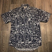 VINTAGE Basix Loud Shirt Party Shirt Collar Trendy Vibes Size S/M EUC Good Vibes