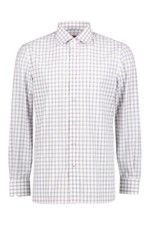 ISAIA NAPOLI Gray White Check Plaid Button Front Mix Dress Shirt 39 or 15.5 NWT