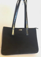 JONES NEW YORK Large CLASSIC Black 3 Section Shoulder Handbag EUC