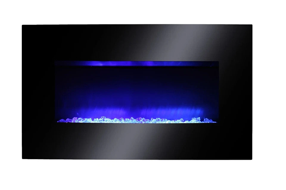38 Inch Electric Fireplace Heater Stove | Tempered Glass Curved Screen with Log - Image 2 of 4