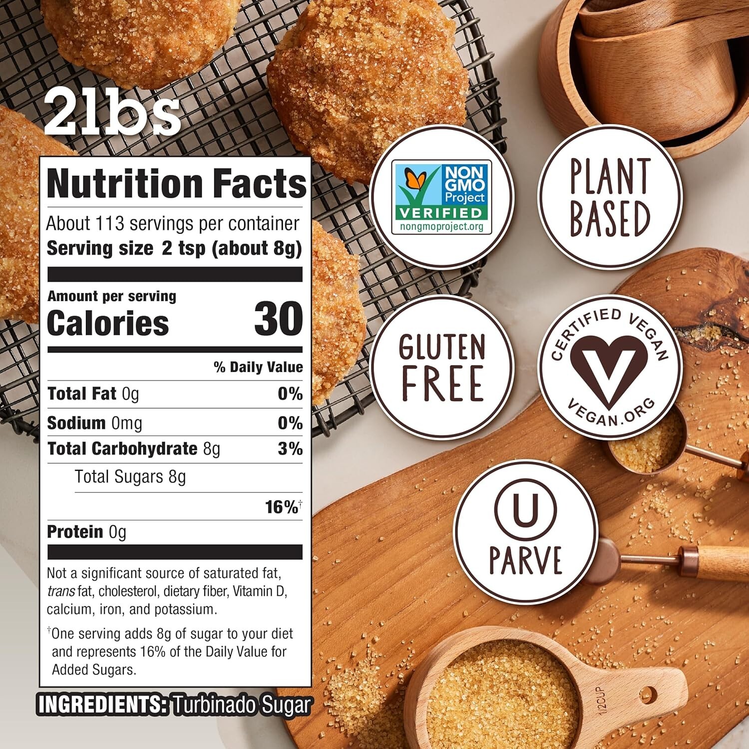 Sugar In The Raw Granulated Turbinado Cane Sugar, No Added Flavors or erythr...