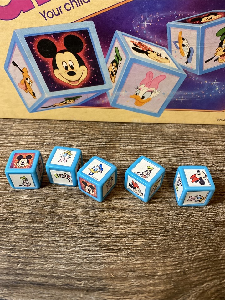 Mickey Mouse Yahtzee 1988 Milton Bradley Blue Dice Only 5 REPLACEMENT mickey-mouse-yahtzee-1988-milton-bradley-blue-dice-only-5-replacement